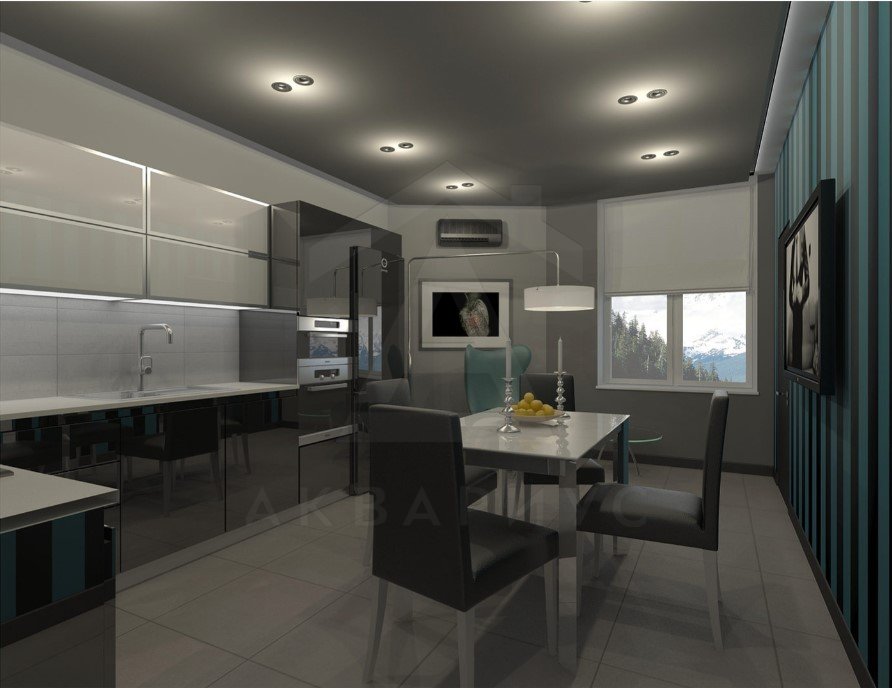 Дизайн двухкомнатной квартиры 64 м2. Кухня. Краснодар