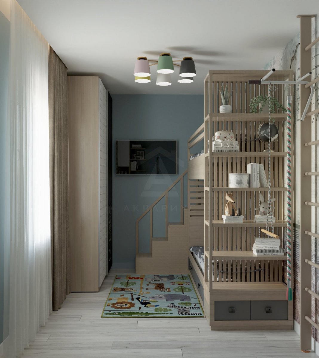 Дизайн двухкомнатной квартиры 70 м2. Детская. Краснодар
