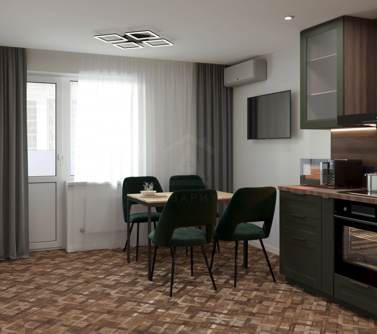 Дизайн двухкомнатной квартиры 74 м2. Кухня. Краснодар