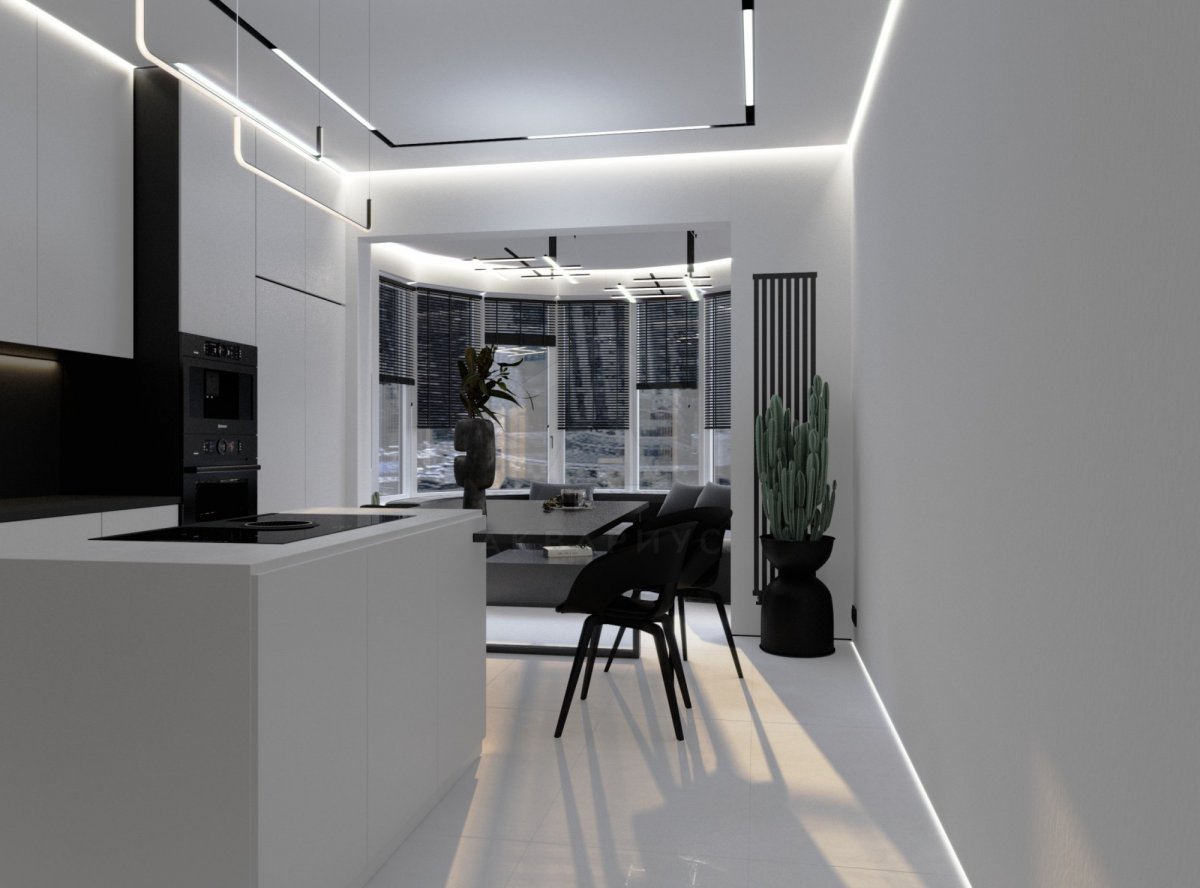 Дизайн двухкомнатной квартиры 96 м2. Кухня. Краснодар