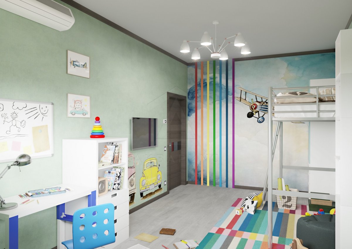 Дизайн трехкомнатной квартиры 125 м2. Детская мальчика. Краснодар