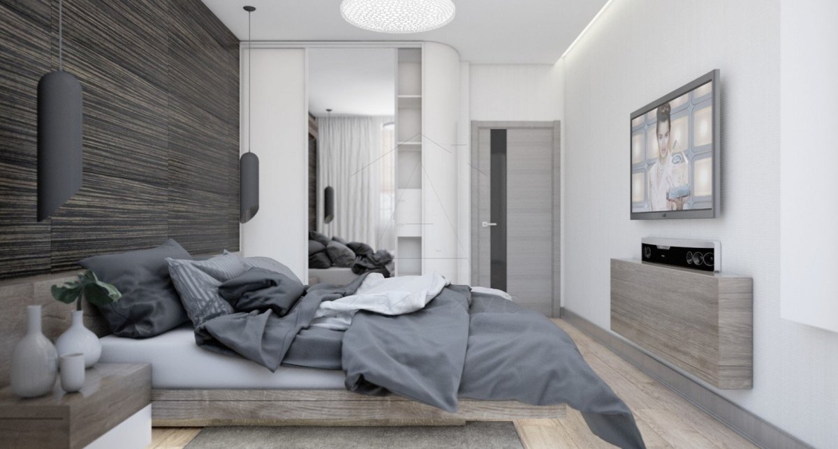Дизайн двухкомнатной квартиры 60 м2. Спальня. Краснодар
